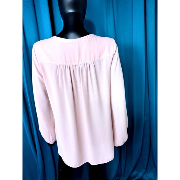 Max Studio Dusty Rose Pink Pleated Smocked V-Neck Blouse Top 7701A31 Small - Picture 2 of 9